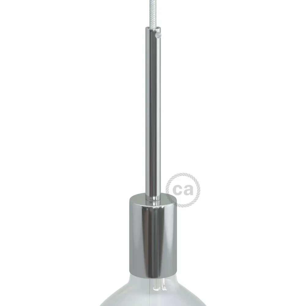Kit de soquete cilíndrico metálico UL E26 com prensa-cabo de 15 cm - Cromado
