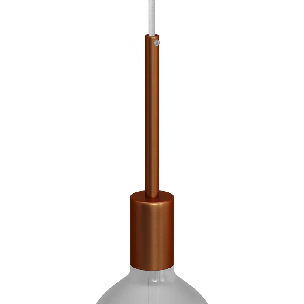 Kit de soquete cilíndrico metálico UL E26 com prensa-cabo de 15 cm – Cobre escovado