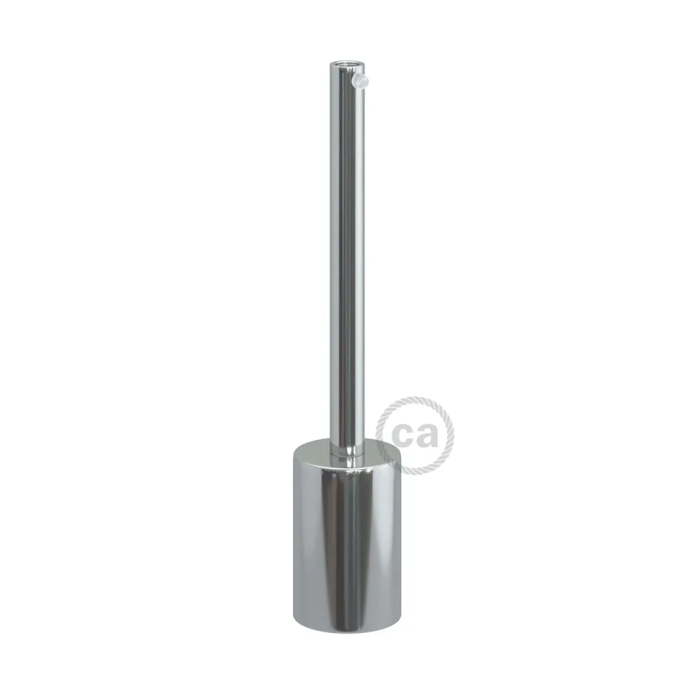Kit de soquete cilíndrico metálico UL E26 com prensa-cabo de 15 cm - Cromado