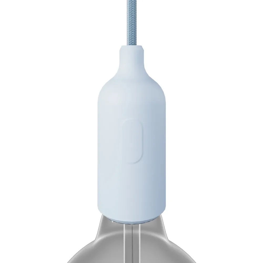 Kit de soquete E26 em silicone com interruptor e prensa-cabos ocultos – Azul suave