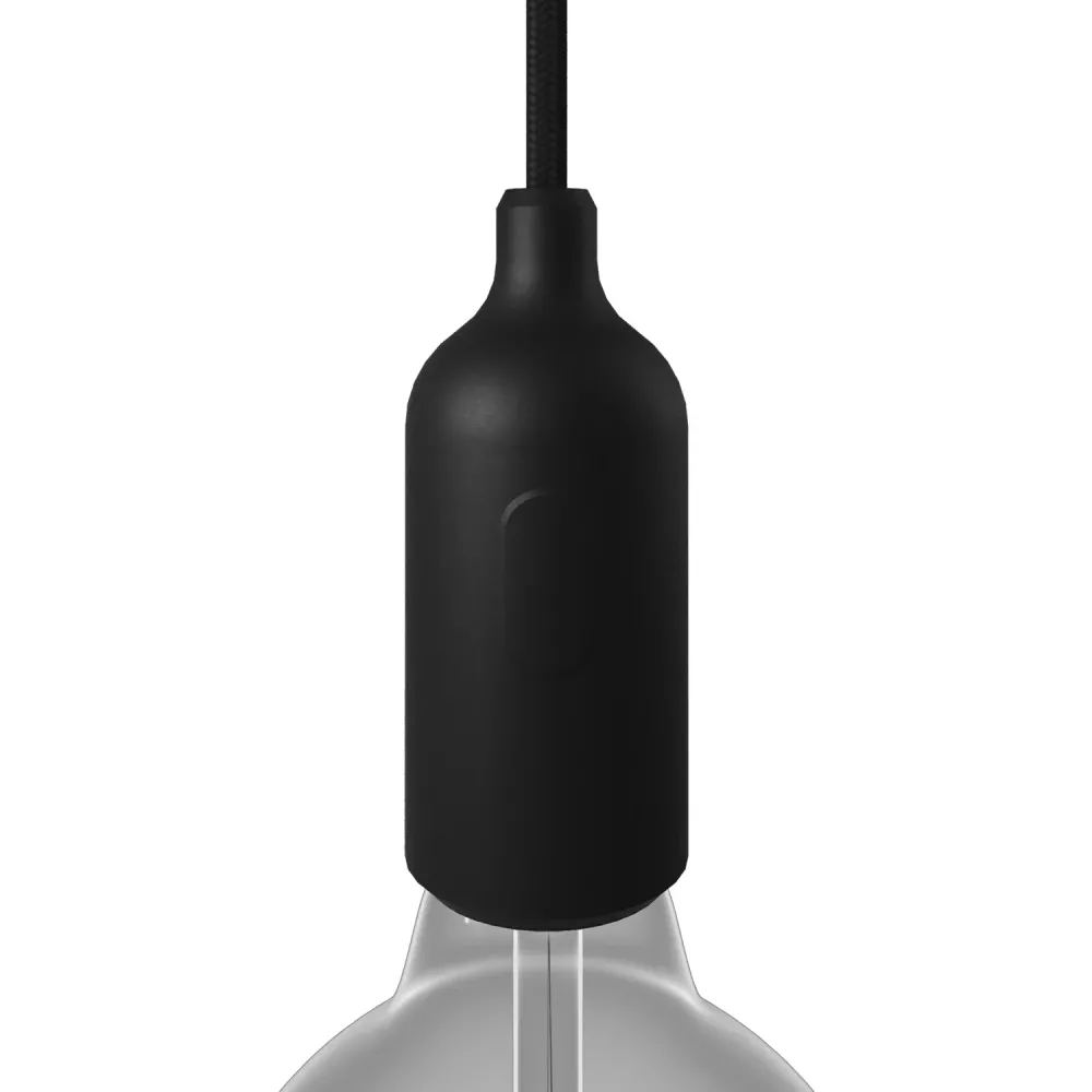 Kit de soquete E26 em silicone com interruptor e prensa-cabos ocultos – Preto