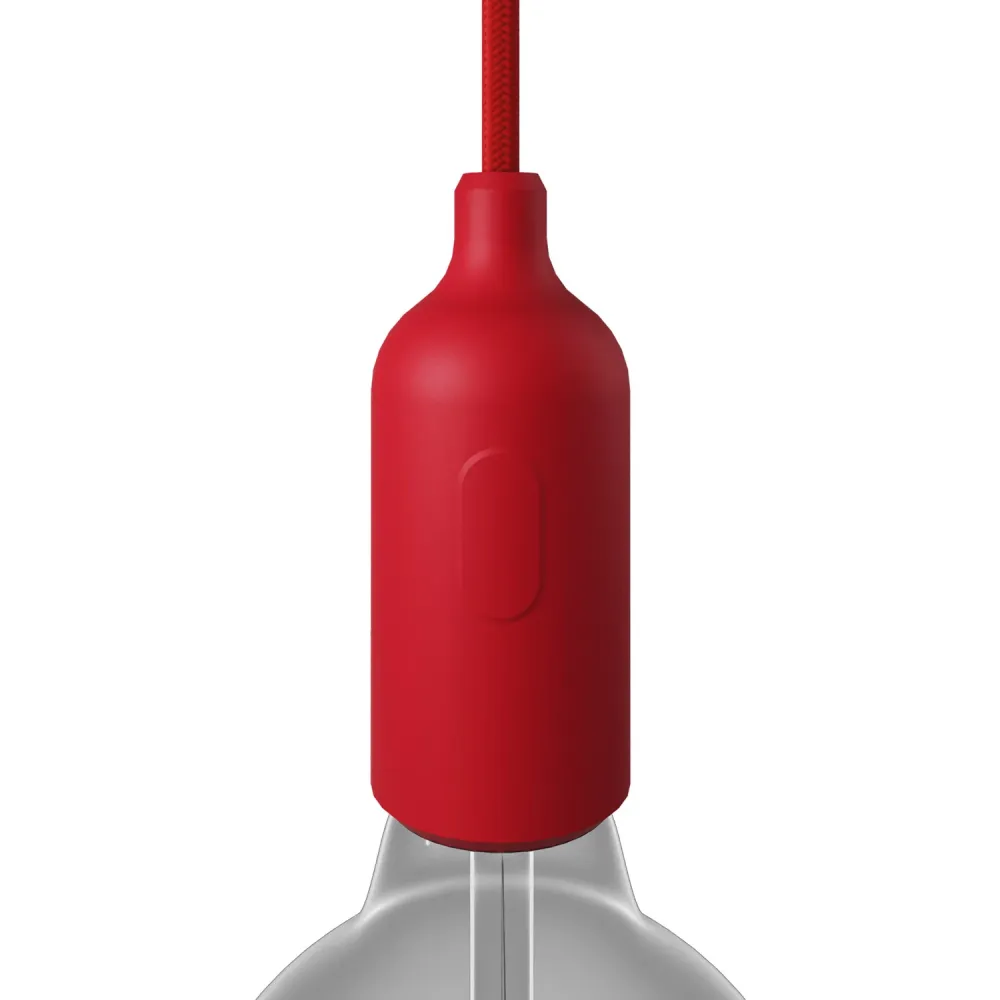 Kit de soquete E26 em silicone com interruptor e prendedor de cabo oculto – Vermelho