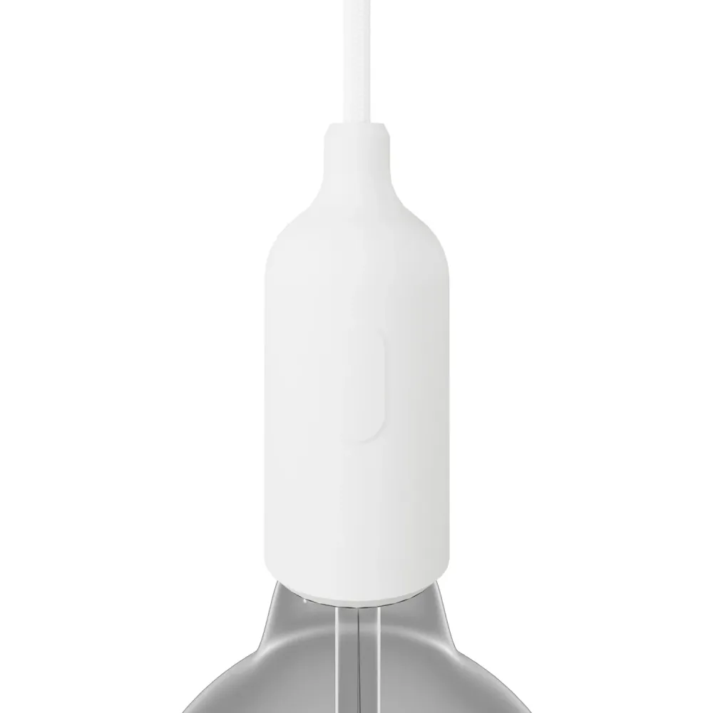 Kit de soquete E26 em silicone com interruptor e presilhas de cabo ocultas - Branco