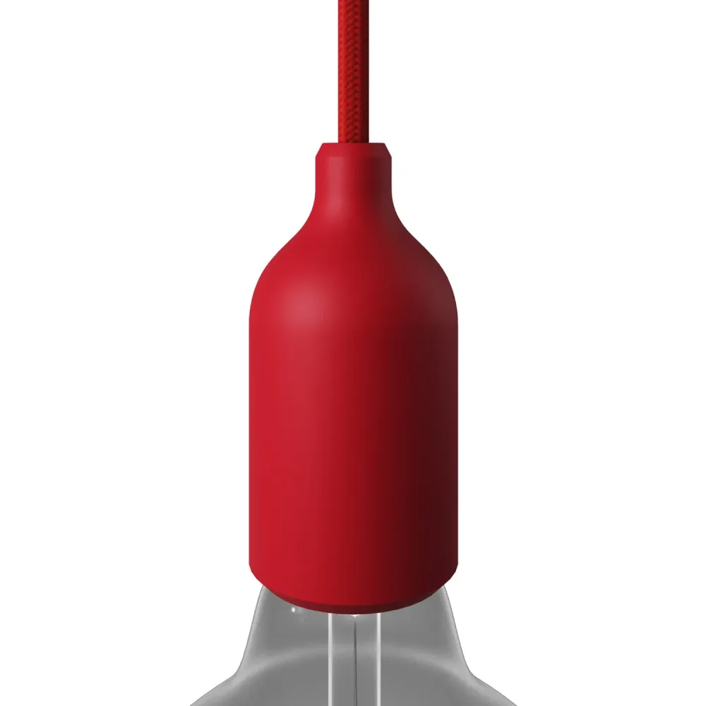 Kit de soquete E26 em silicone com presilha de cabo oculta - Vermelho