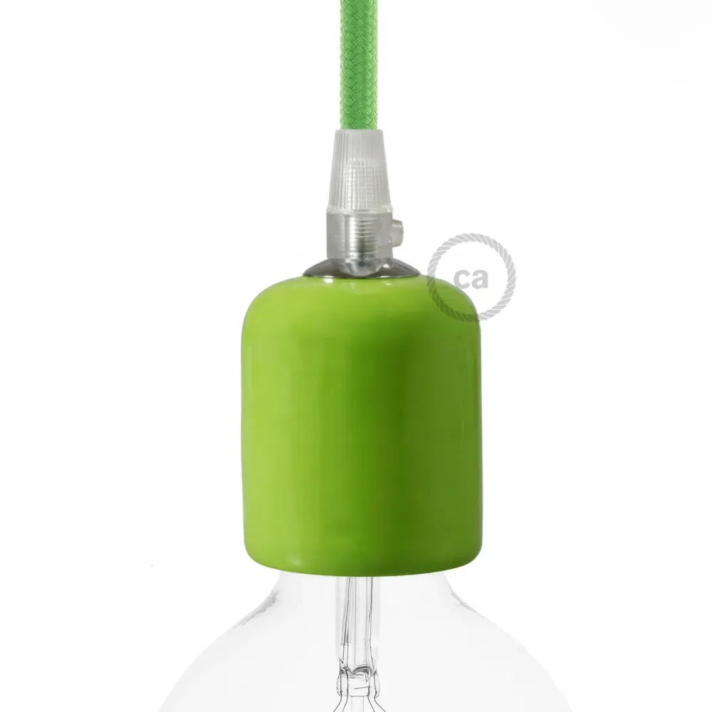 Kit de soquete de lâmpada em cerâmica artesanal E26 - Verde pistache