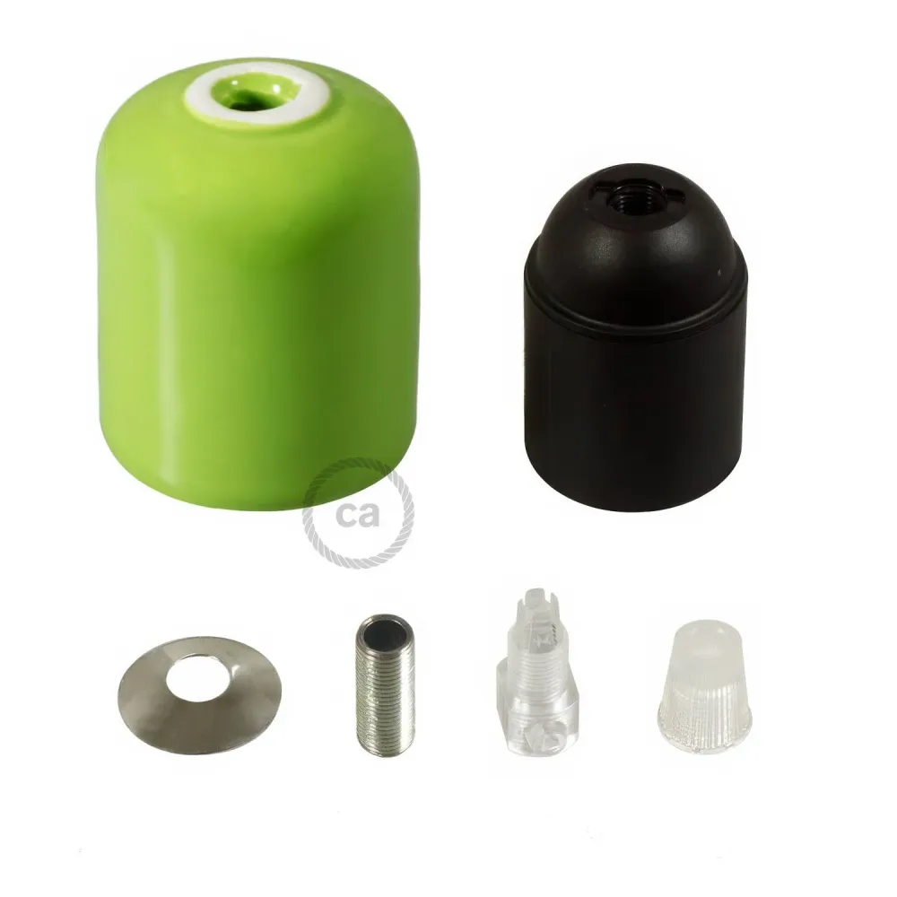 Kit de soquete de lâmpada em cerâmica artesanal E26 - Verde pistache