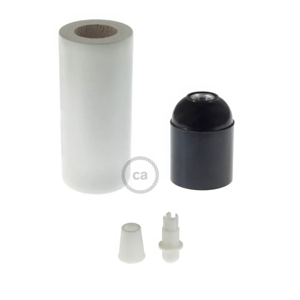 Kit de soquete de madeira E26 3XL para cabos de corda – Branco