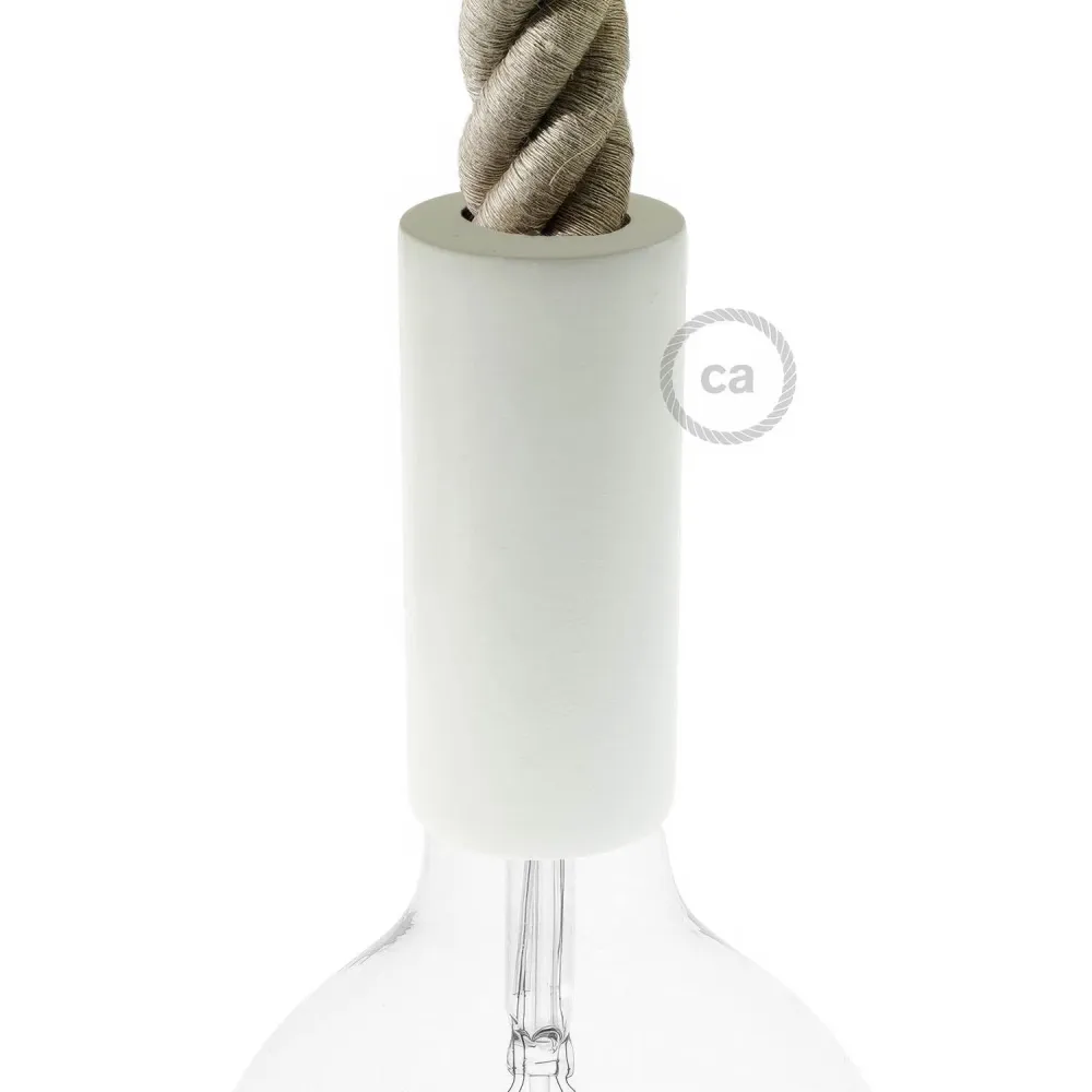 Kit de soquete de madeira E26 3XL para cabos de corda – Branco