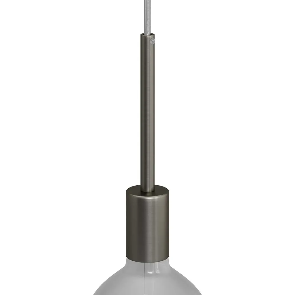 Kit de soquete metálico cilíndrico UL E26 com passa-cabo de 15 cm - Titânio escovado