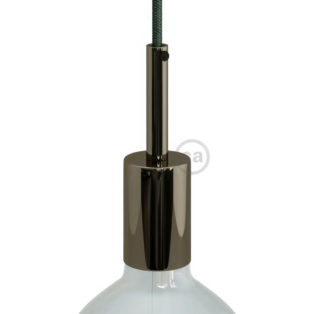 Kit de soquete metálico cilíndrico UL E26 com prensa-cabo de 7 cm - Black pearl