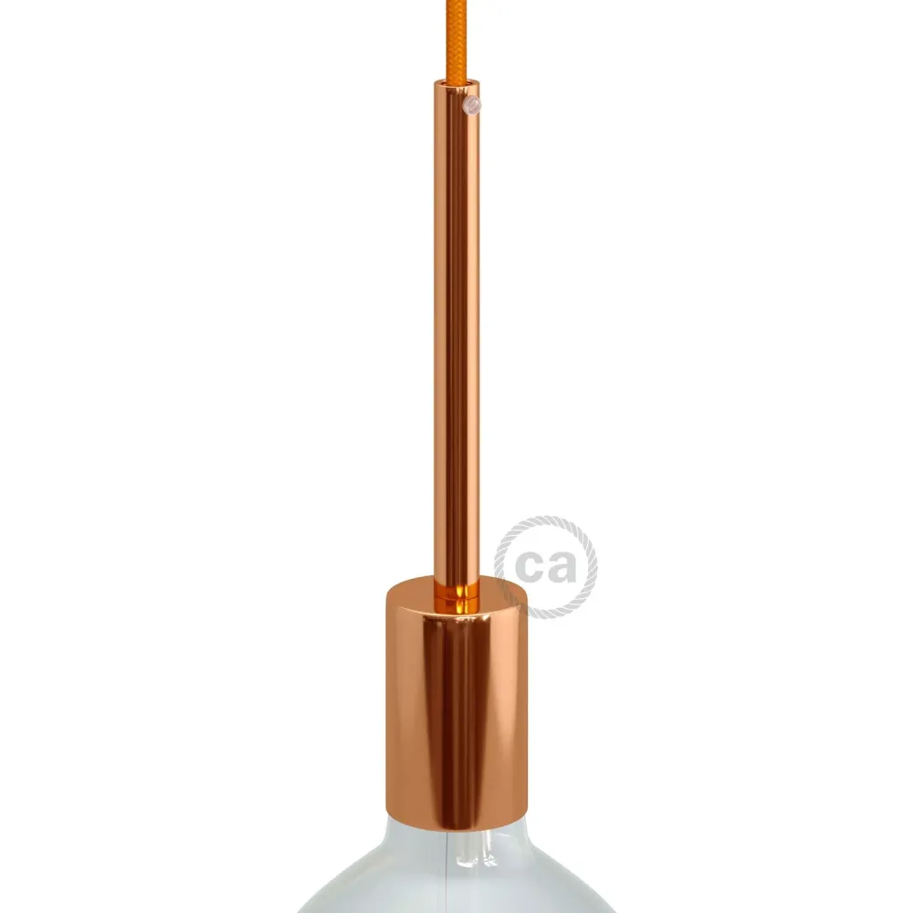 Kit de soquete metálico cilíndrico UL E26 com prensa-cabo de 15 cm - Cobre
