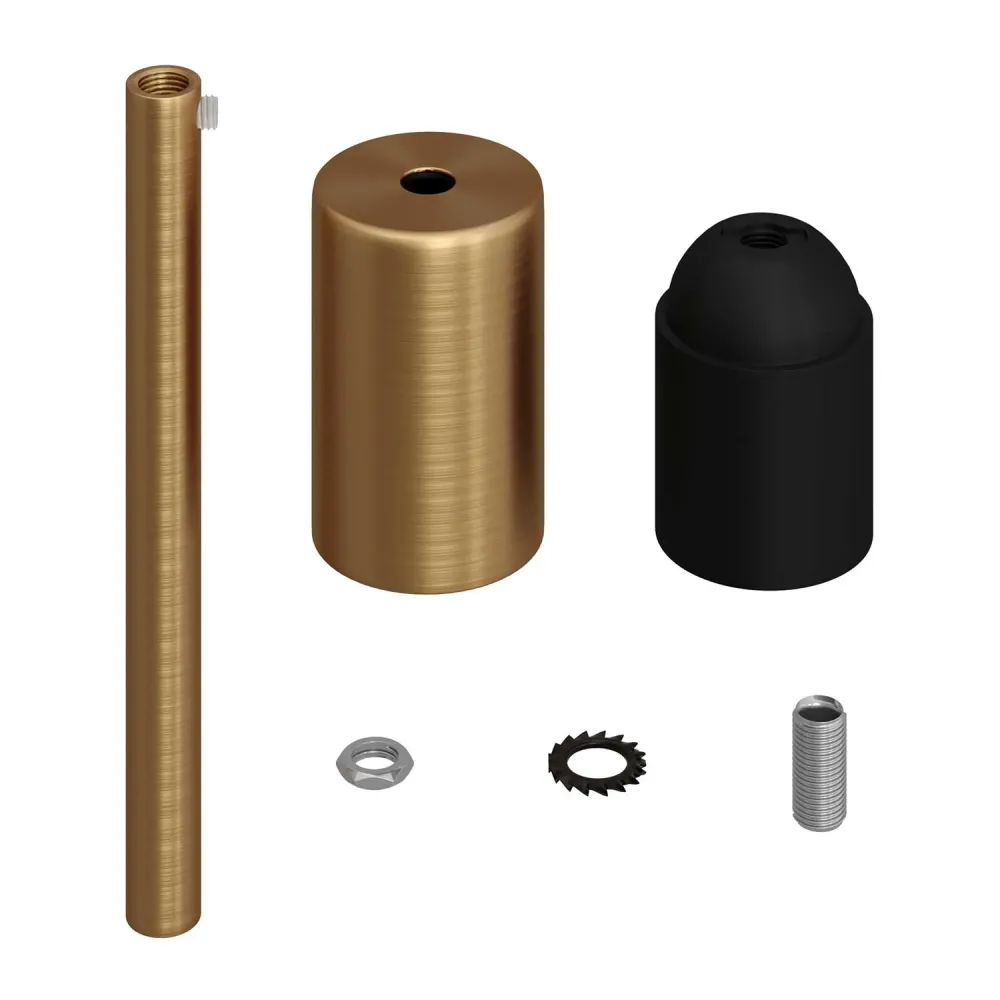 Kit de soquete metálico cilíndrico UL E26 com passa-cabos de 15 cm - Bronze escovado