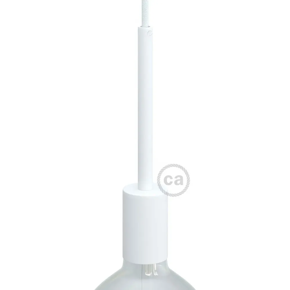 Kit de soquete metálico cilíndrico UL E26 com passa-cabos de 15 cm - Branco fosco