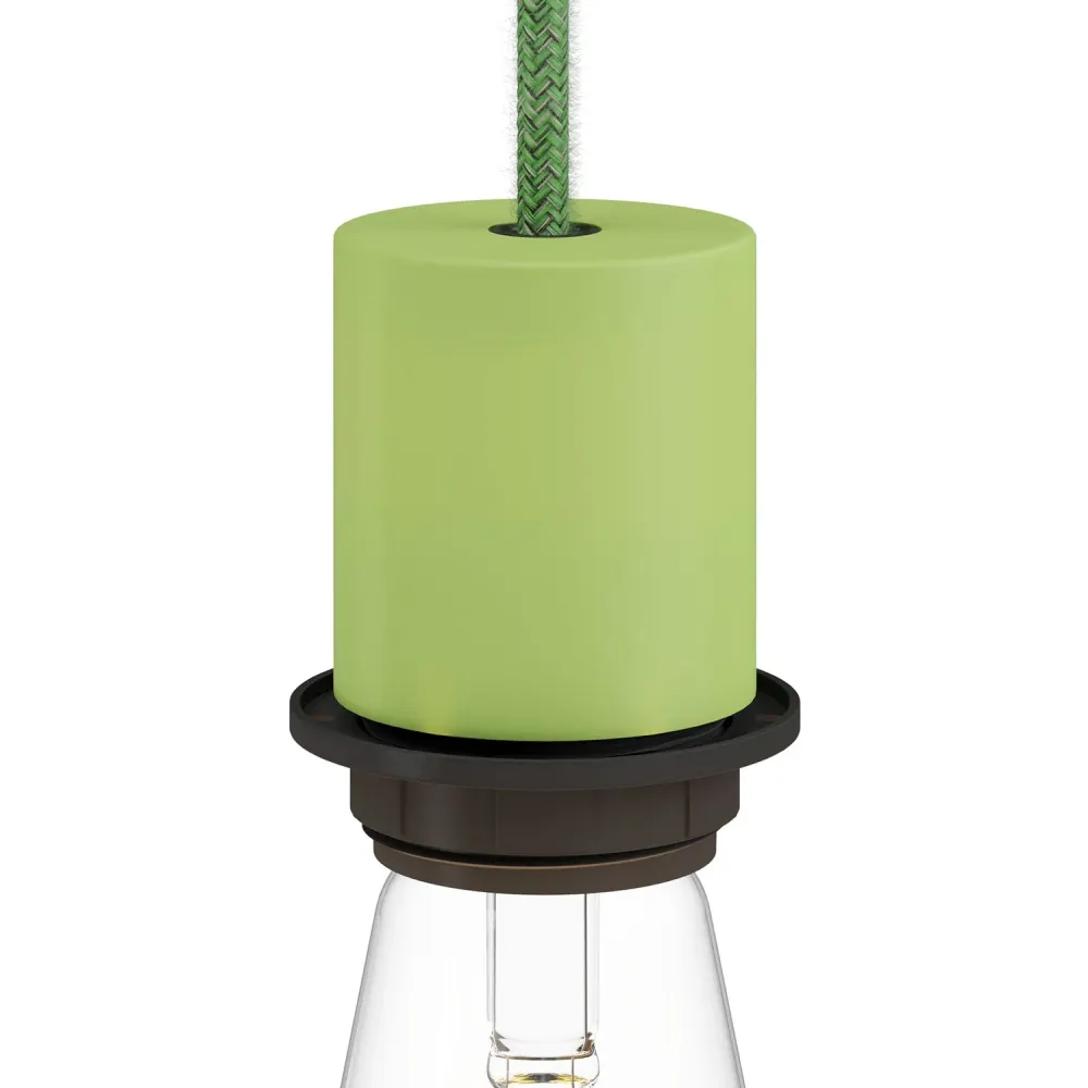 Kit de soquete metálico E26 semi-rosqueado com presilha de cabo oculta - Verde suave