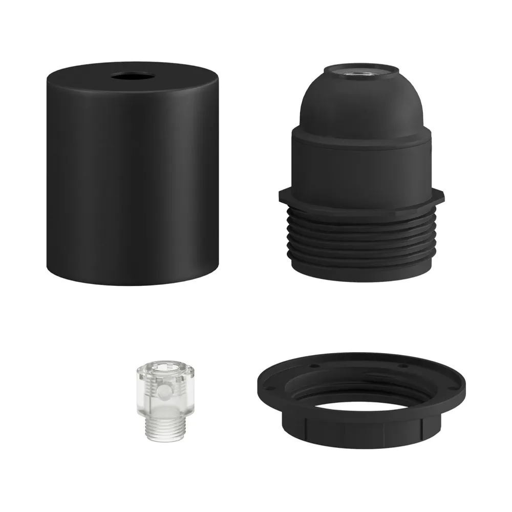 Kit de soquete metálico E26 semi-rosqueado com prensa-cabo oculto - Preto