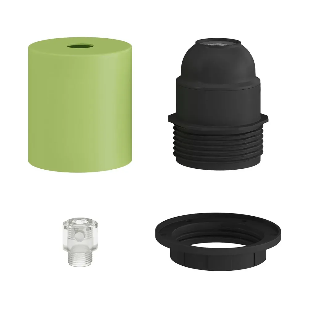 Kit de soquete metálico E26 semi-rosqueado com presilha de cabo oculta - Verde suave