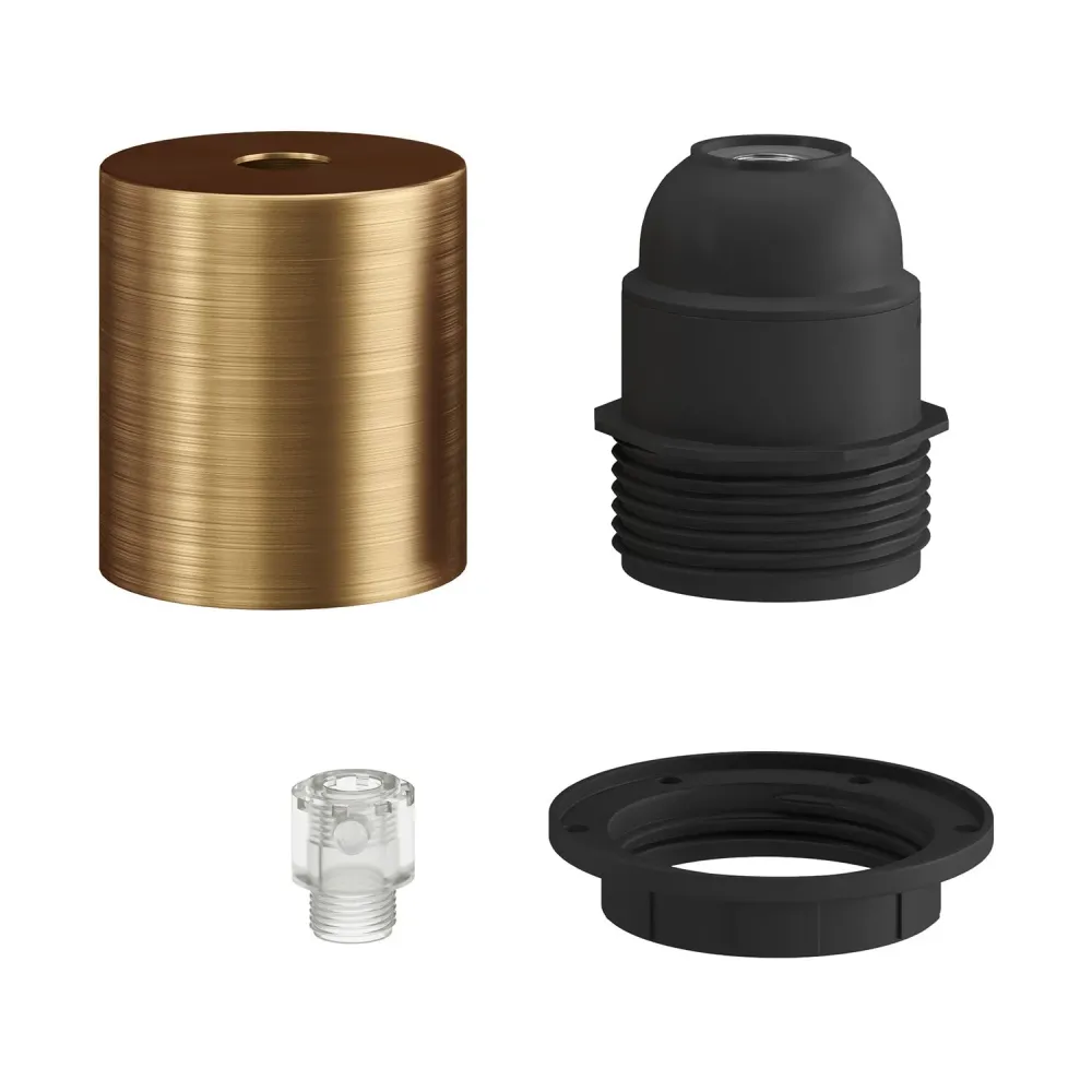 Kit de soquete metálico E26 semi-rosqueado com prensa-cabo oculto - Bronze escovado