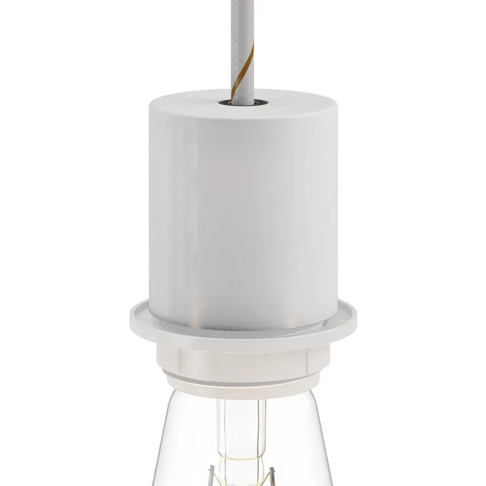 Kit de soquete metálico semi-rosqueado E26 com prensa-cabo oculto – Branco fosco