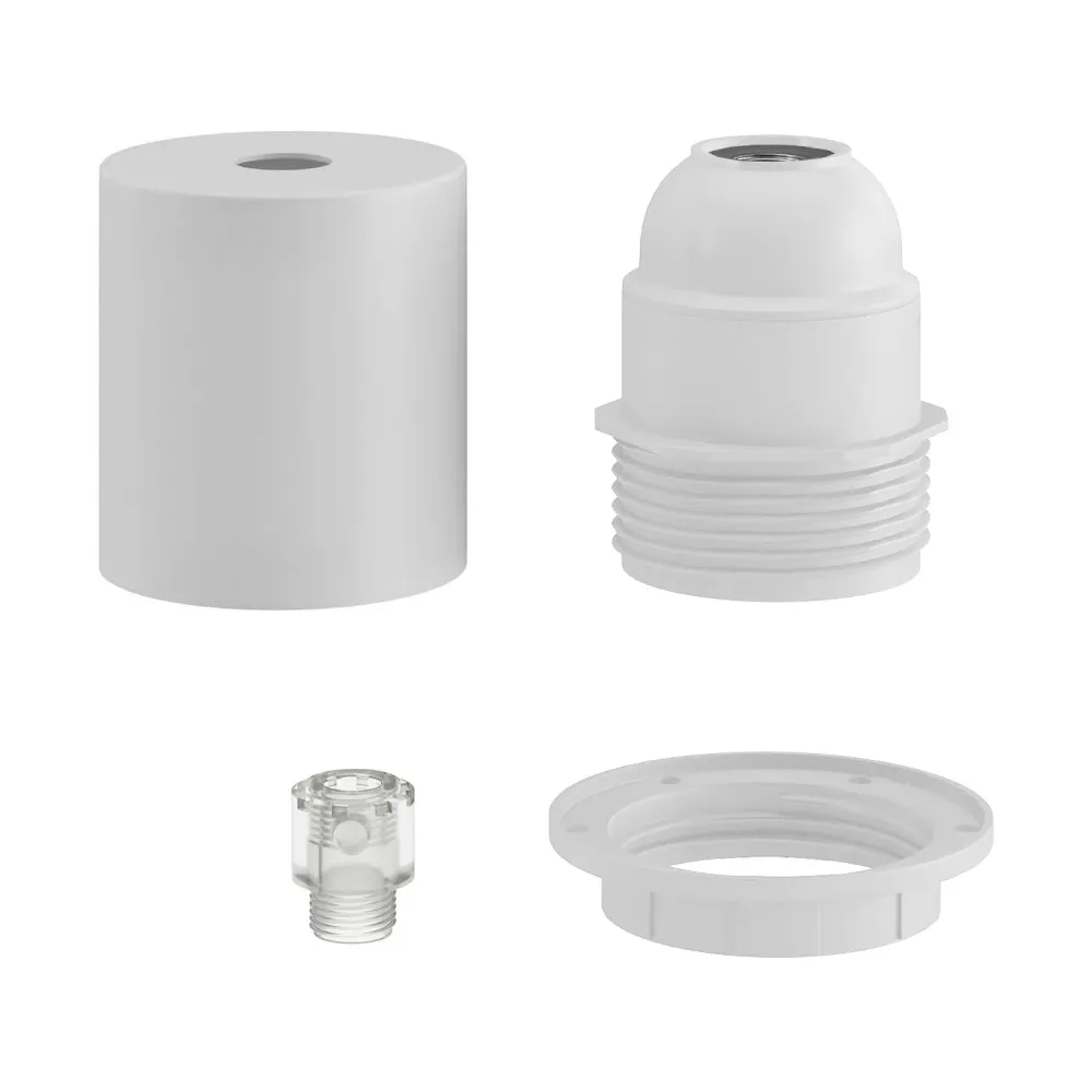 Kit de soquete metálico semi-rosqueado E26 com prensa-cabo oculto – Branco fosco