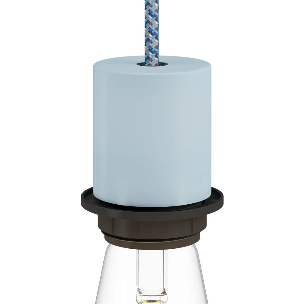 Kit de soquete metálico semi-rosqueado E26 com presilha de cabo oculta - Soft blue