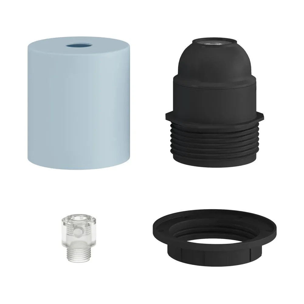 Kit de soquete metálico semi-rosqueado E26 com presilha de cabo oculta - Soft blue