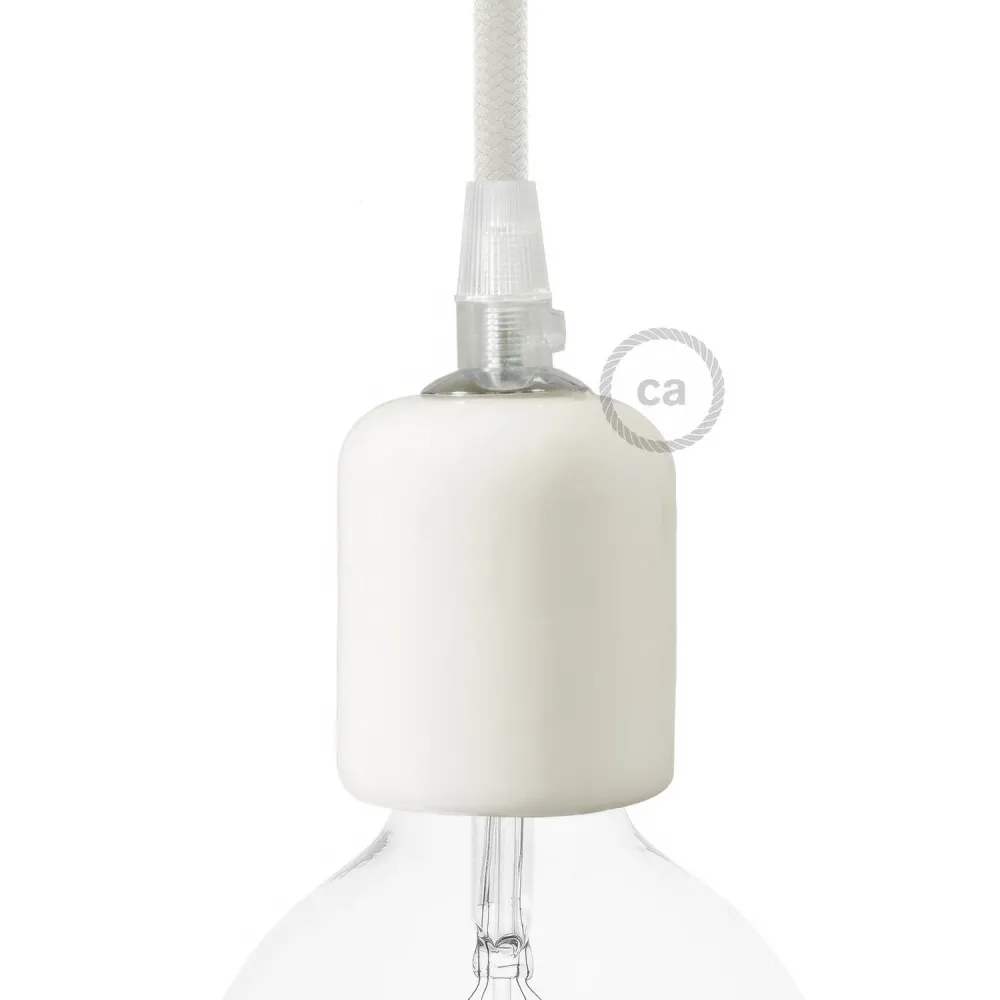 Kit de soquete para lâmpada E26 em cerâmica artesanal - Branco
