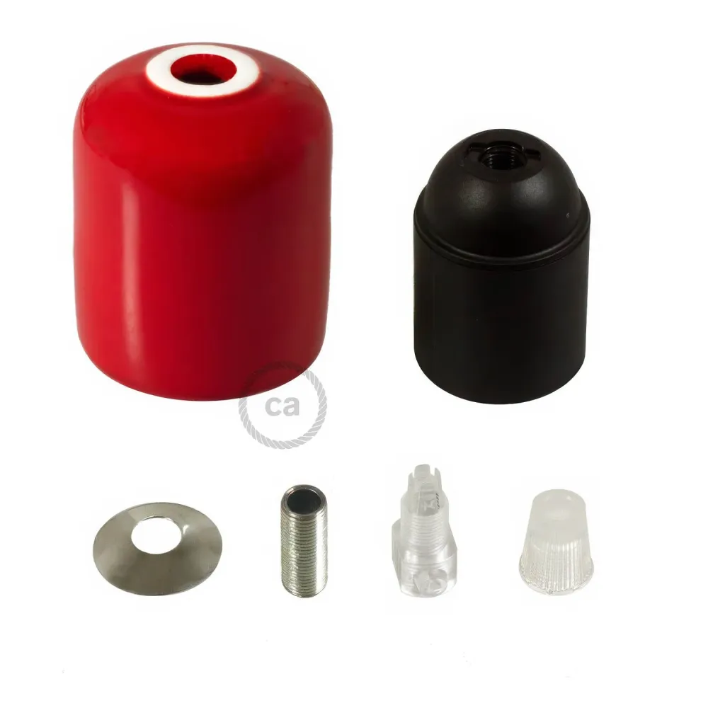 Kit de soquete para lâmpada E26 em cerâmica artesanal – Vermelho