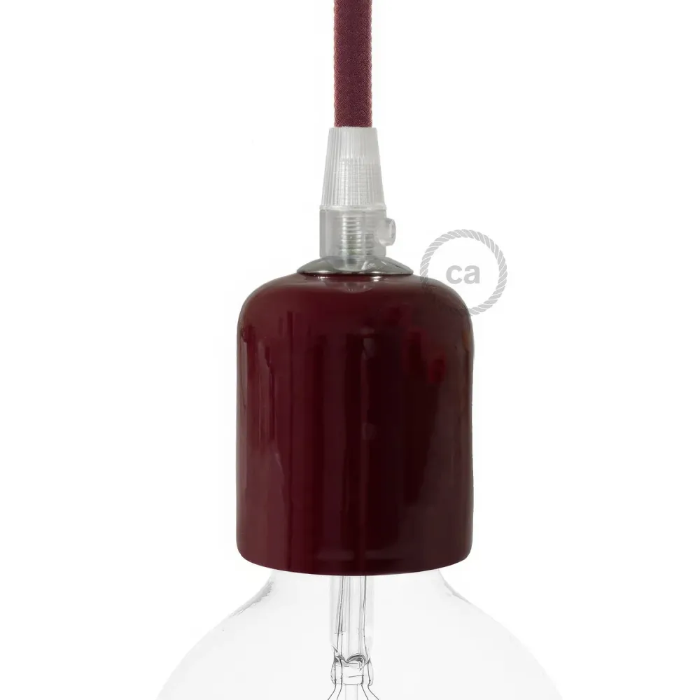 Kit de soquete para lâmpada E26 em cerâmica artesanal - Burgundy