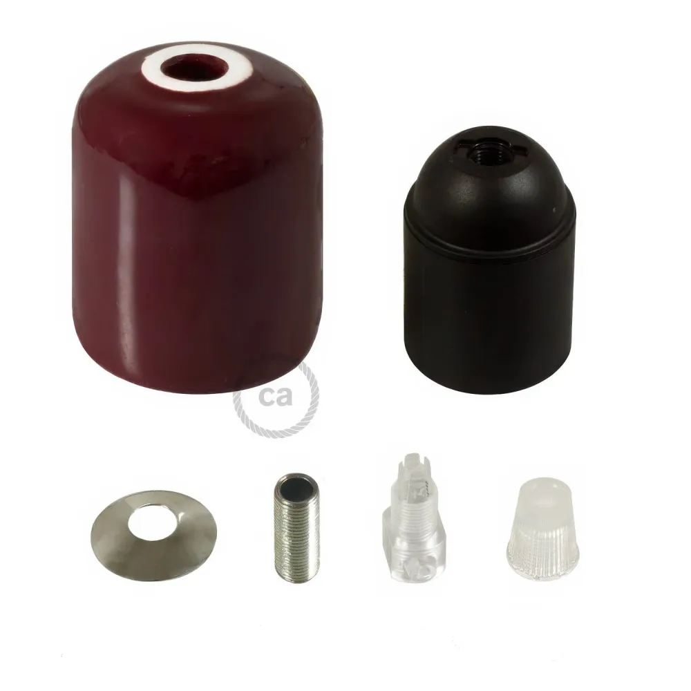 Kit de soquete para lâmpada E26 em cerâmica artesanal - Burgundy
