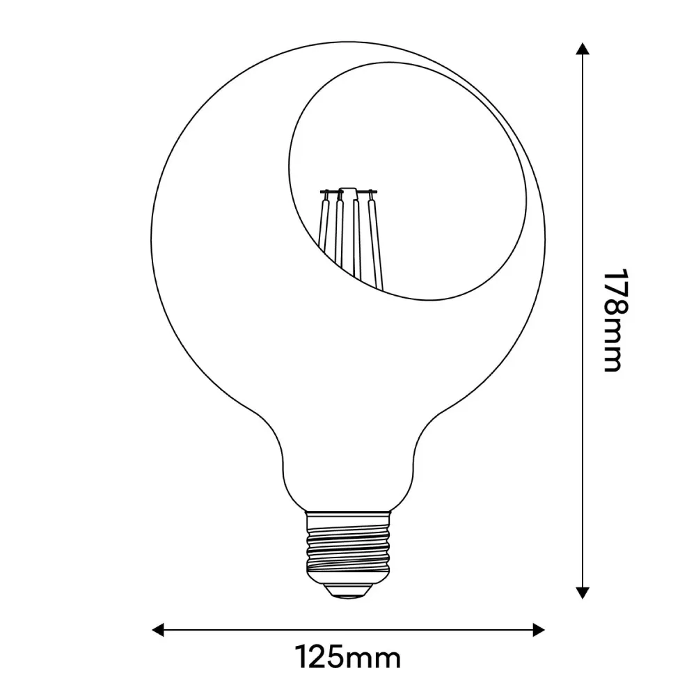 Lâmpada LED Camo G125 4,8W 806Lm E27 2700K Regulável - Preto