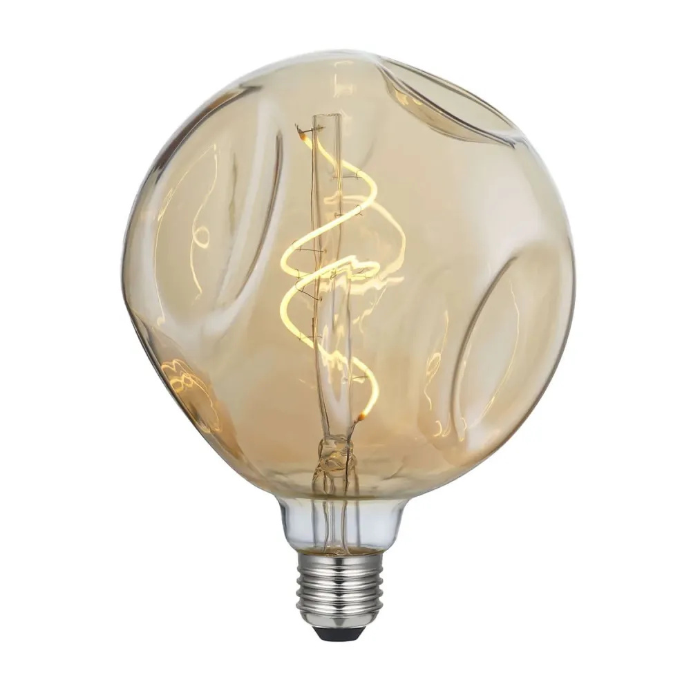 Lâmpada LED Dourada Bumped Globo G140 filamento em Espiral 5W 250Lm E27 1800K Regulável