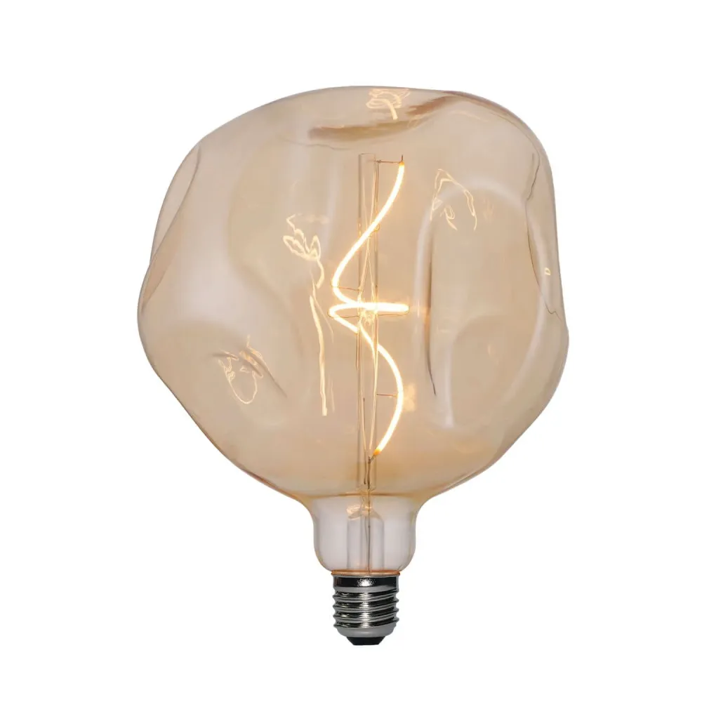 Lâmpada LED Dourada Bumped Globo G180 filamento em espiral 5W 250Lm E27 1800K Regulável