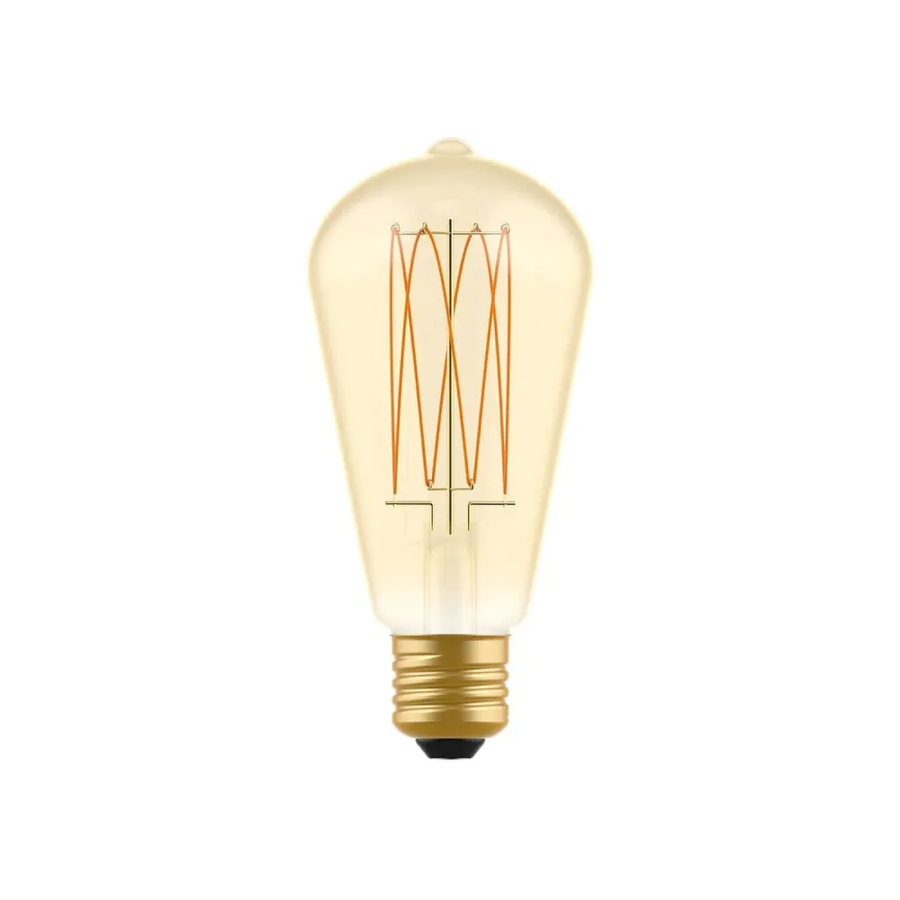 Lâmpada LED Dourada Carbon Line filamento vertical Edison ST64 7W 640Lm E27 2700K Regulável - C54