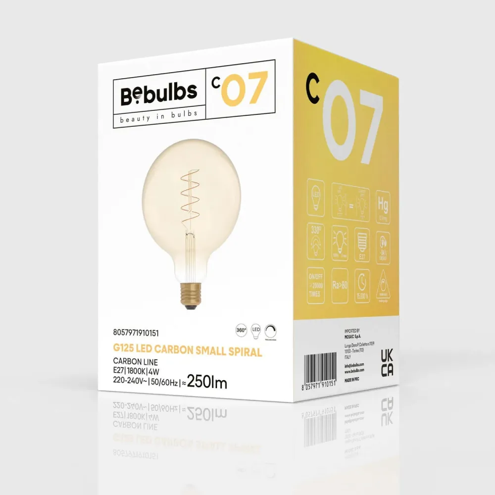 Lâmpada LED Dourada Carbon Line filamento em espiral Globo G125 4W 250Lm E27 1800K Regulável - C07