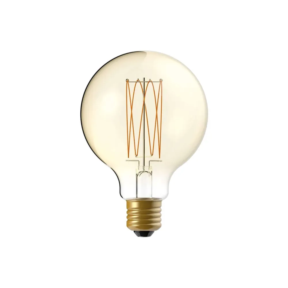 Lâmpada LED Dourada Carbon Line filamento vertical Globo G95 7W 640Lm E27 2700K Regulável - C55