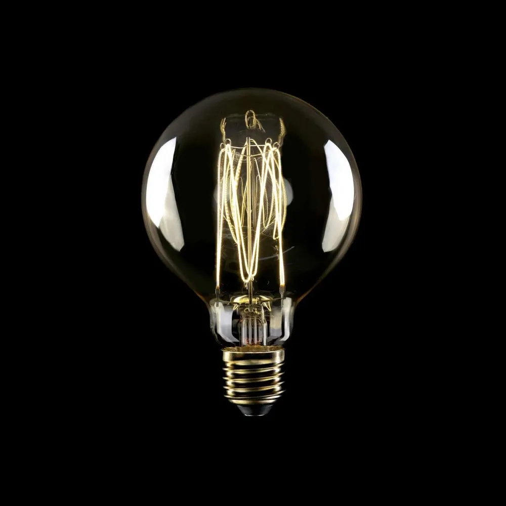 Lâmpada LED Dourada Carbon Line filamento vertical Globo G95 7W 640Lm E27 2700K Regulável - C55