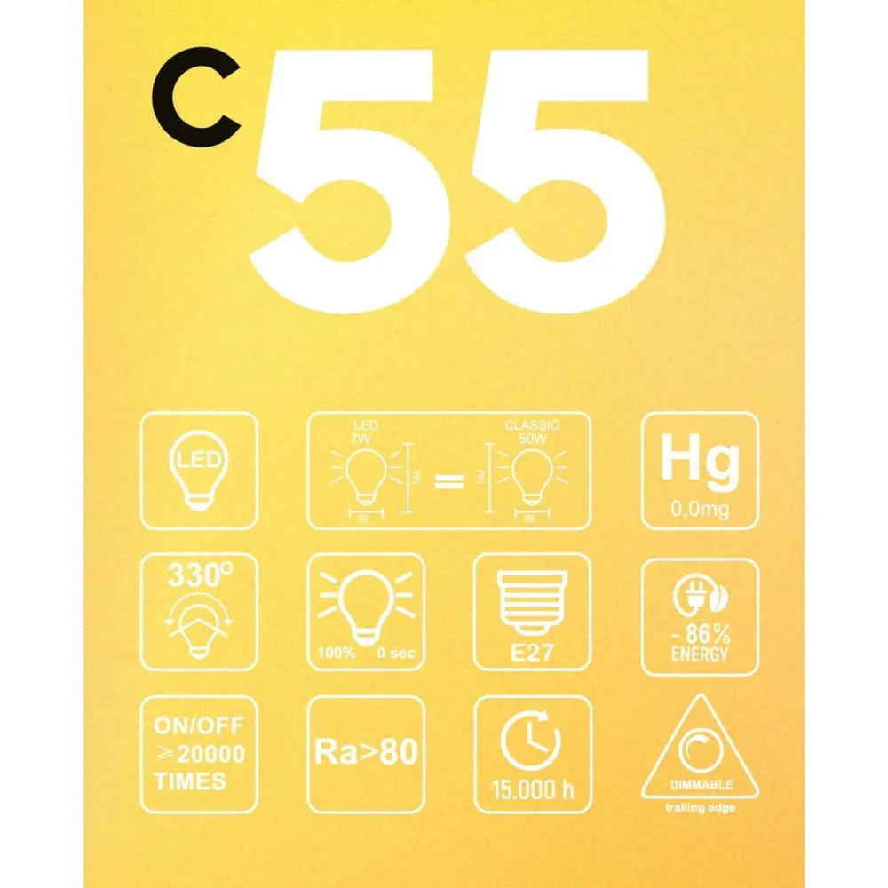 Lâmpada LED Dourada Carbon Line filamento vertical Globo G95 7W 640Lm E27 2700K Regulável - C55