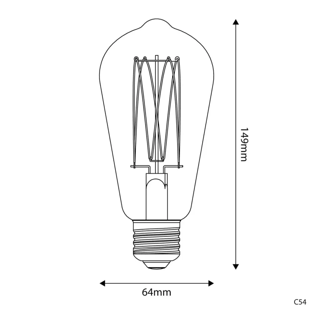 Lâmpada LED Dourada Carbon Line filamento vertical Edison ST64 7W 640Lm E27 2700K Regulável - C54