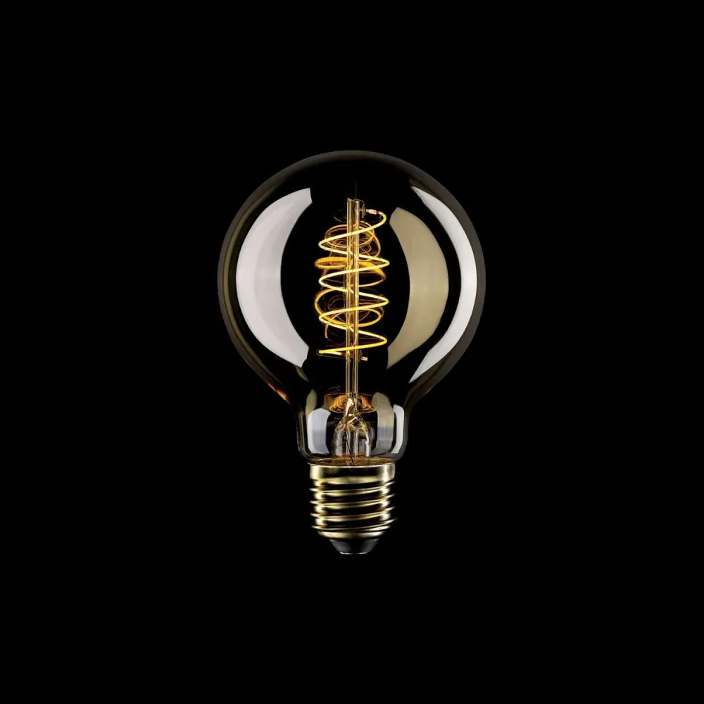 Lâmpada LED Dourada Carbon Line filamento espiral Globo G80 4W 250Lm E27 1800K Regulável - C05