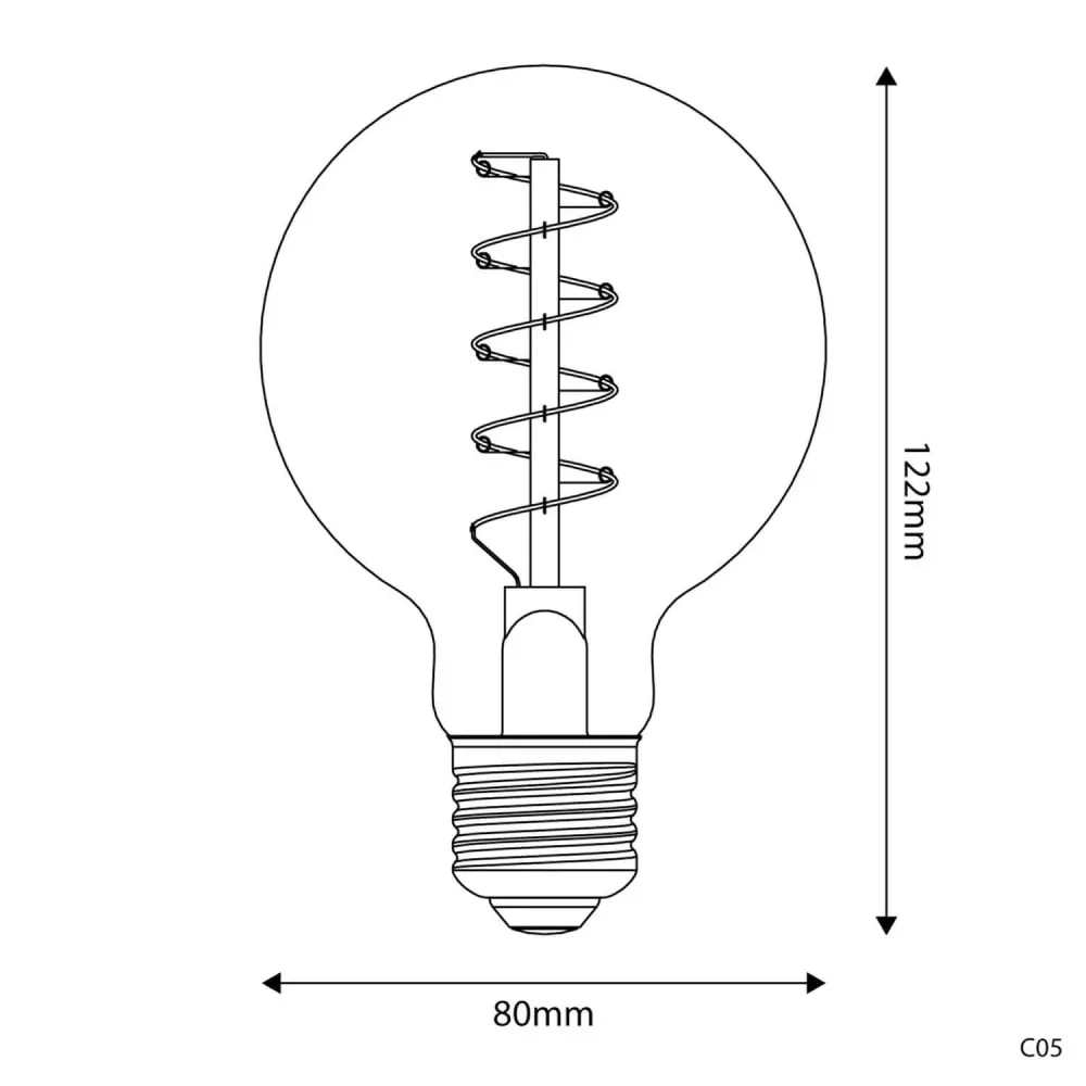 Lâmpada LED Dourada Carbon Line filamento espiral Globo G80 4W 250Lm E27 1800K Regulável - C05