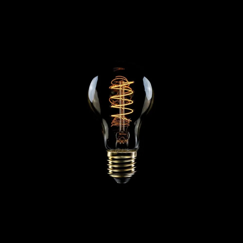 Lâmpada LED Dourada Carbon Line filamento em espiral Gota A60 4W 250Lm E27 1800K Regulável - C03