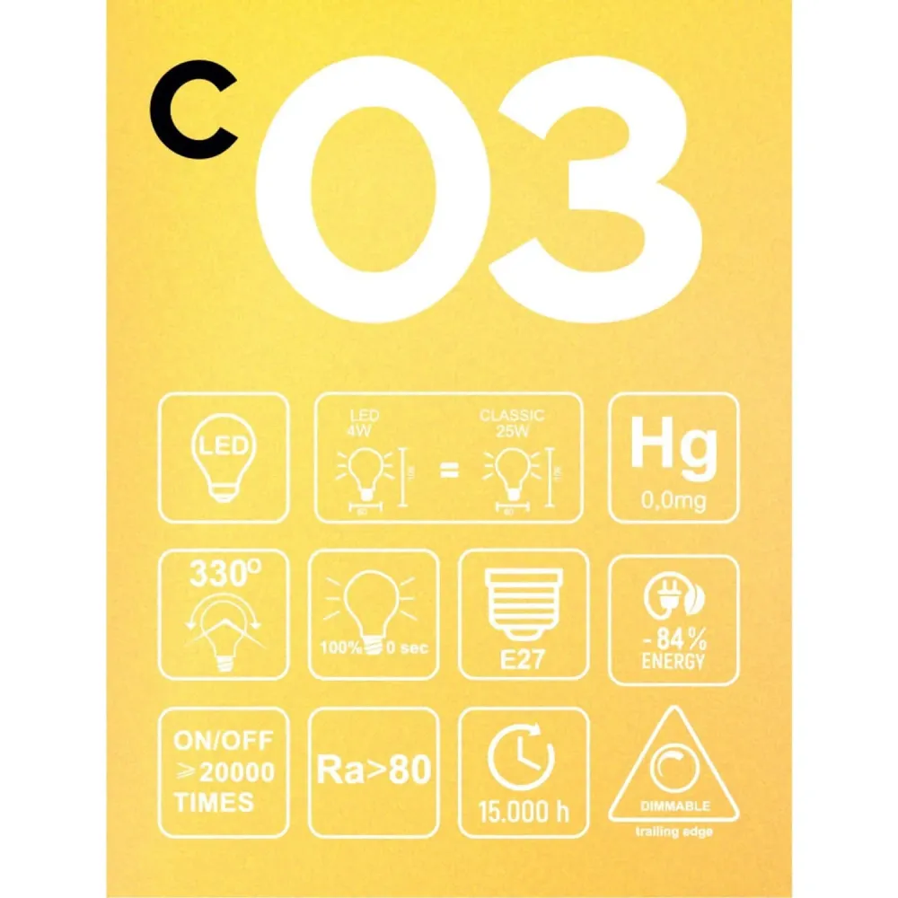 Lâmpada LED Dourada Carbon Line filamento em espiral Gota A60 4W 250Lm E27 1800K Regulável - C03