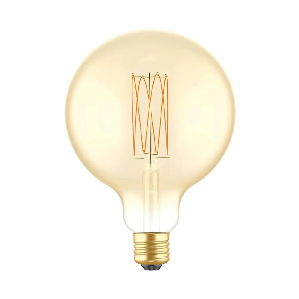 Lâmpada LED Dourada Carbon Line filamento vertical Globo G125 7W 640Lm E27 2700K Regulável - C56
