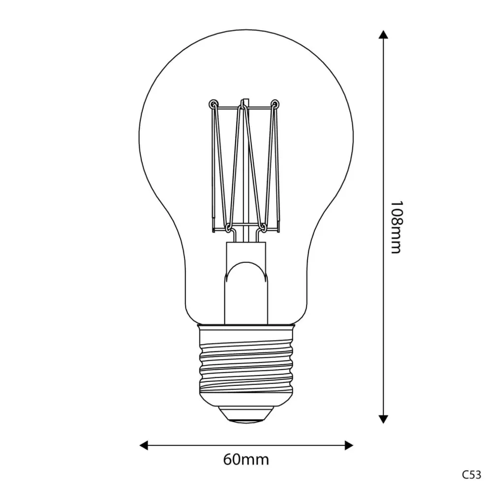 Lâmpada LED Dourada Carbon Line filamento vertical Gota A60 7W 640Lm E27 2700K Regulável - C53