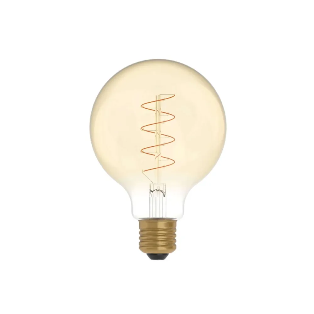 Lâmpada LED Dourada Carbon Line filamento em espiral Globo G95 4W 250Lm E27 1800K Regulável - C06