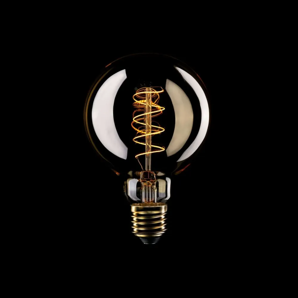 Lâmpada LED Dourada Carbon Line filamento em espiral Globo G95 4W 250Lm E27 1800K Regulável - C06