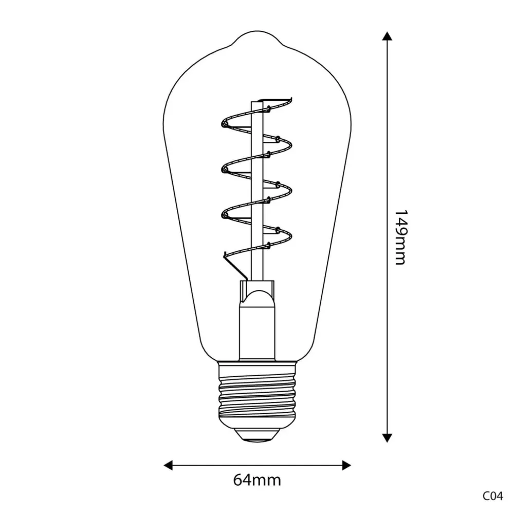Lâmpada LED Dourada Carbon Line filamento em espiral Edison ST64 4W 250Lm E27 1800K Regulável - C04