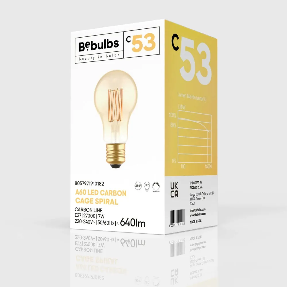 Lâmpada LED Dourada Carbon Line filamento vertical Gota A60 7W 640Lm E27 2700K Regulável - C53