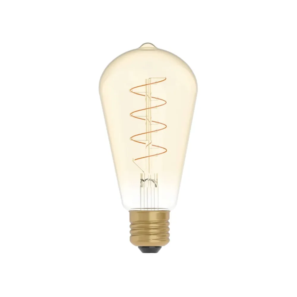 Lâmpada LED Dourada Carbon Line filamento em espiral Edison ST64 4W 250Lm E27 1800K Regulável - C04