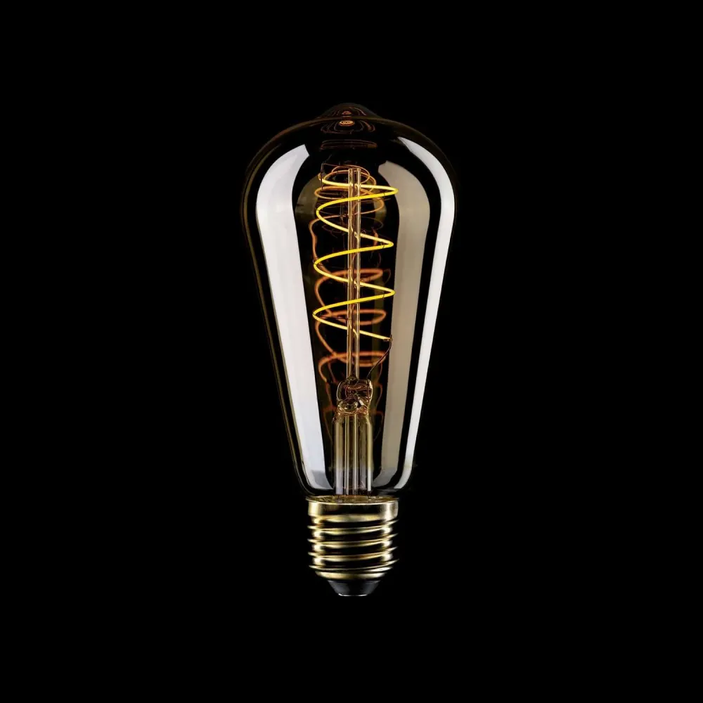 Lâmpada LED Dourada Carbon Line filamento em espiral Edison ST64 4W 250Lm E27 1800K Regulável - C04